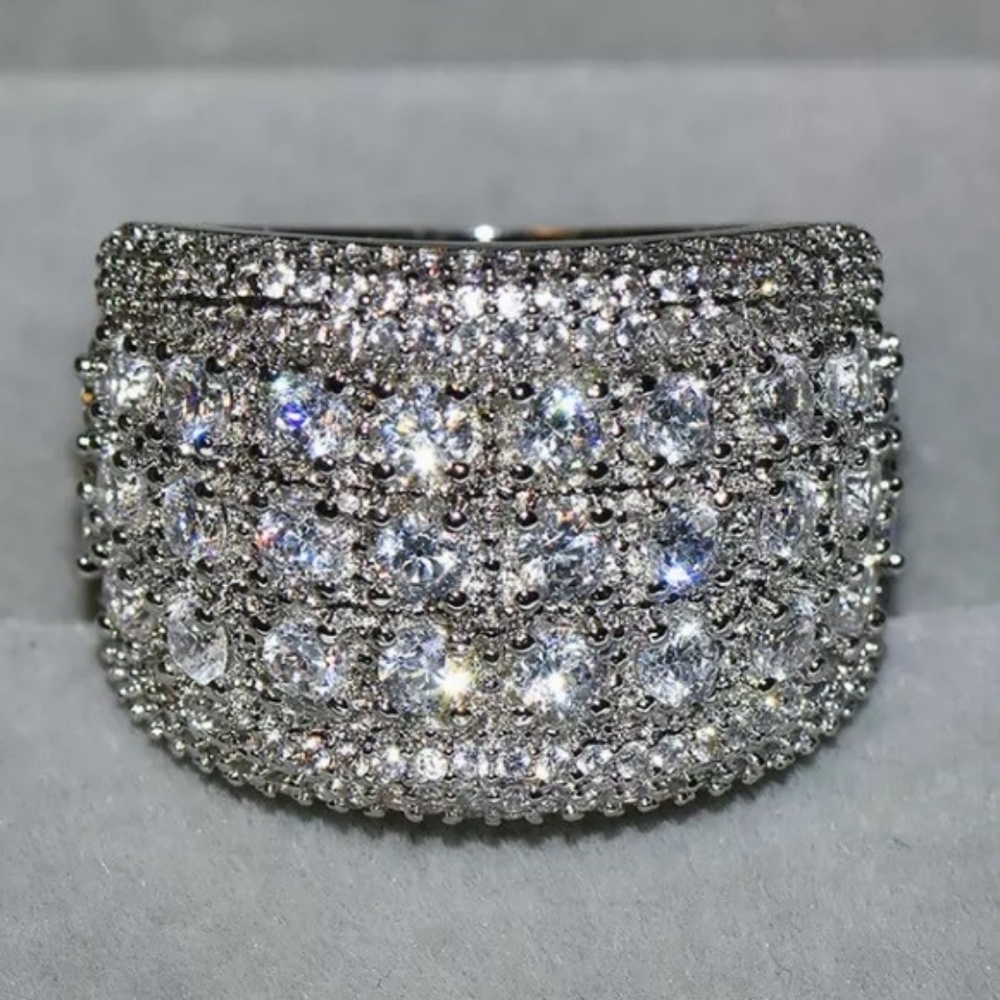 * NEW 18K WHITE GOLD DIAMOND HALO RING - Picture 2 of 6